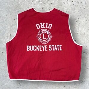 Vintage 1970s Champion Ohio Buckeye State LIONS CLUB Vest‎ XL Jacket Red